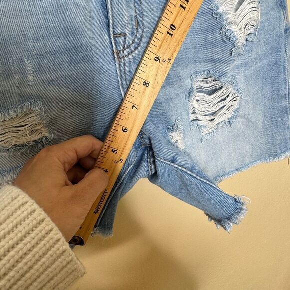 Garage Shorts Women's 7 blue Boyfriend Denim Distressed - Picture 3 of 12